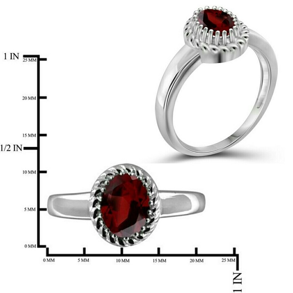 14k Gold Sterling JewelOnFire 1CT Garnet Ring - Picture 7 of 8